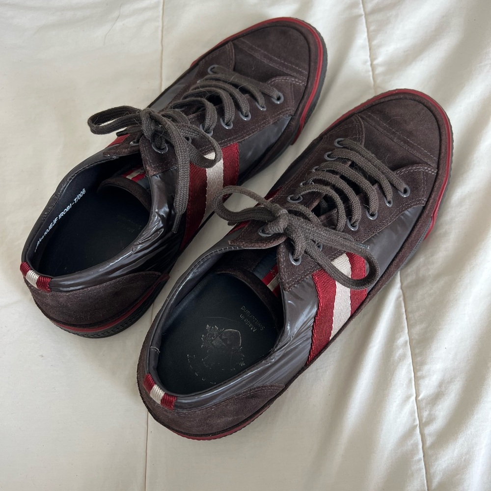 Bally Brown and Red Sneakers Retro Style